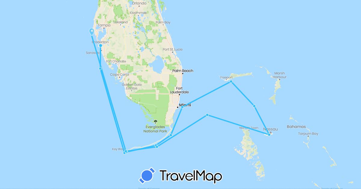 TravelMap itinerary: driving, boat in Bahamas (North America)