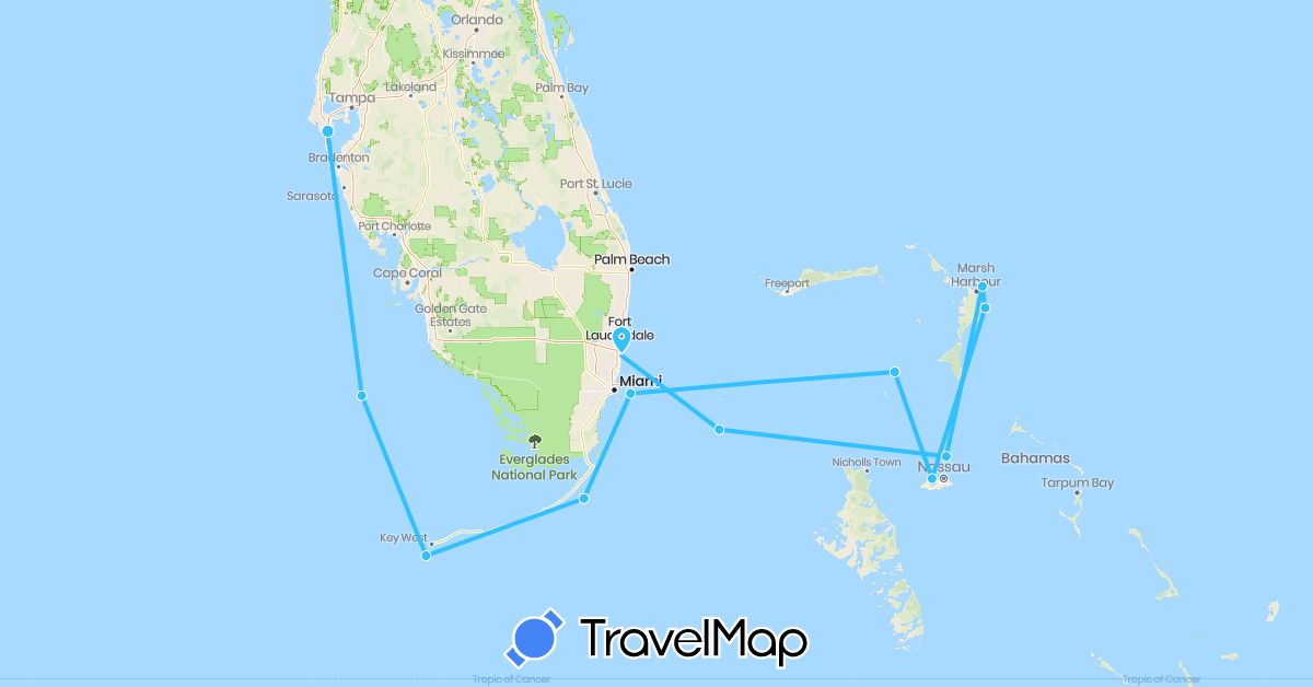 TravelMap itinerary: driving, boat in Bahamas (North America)