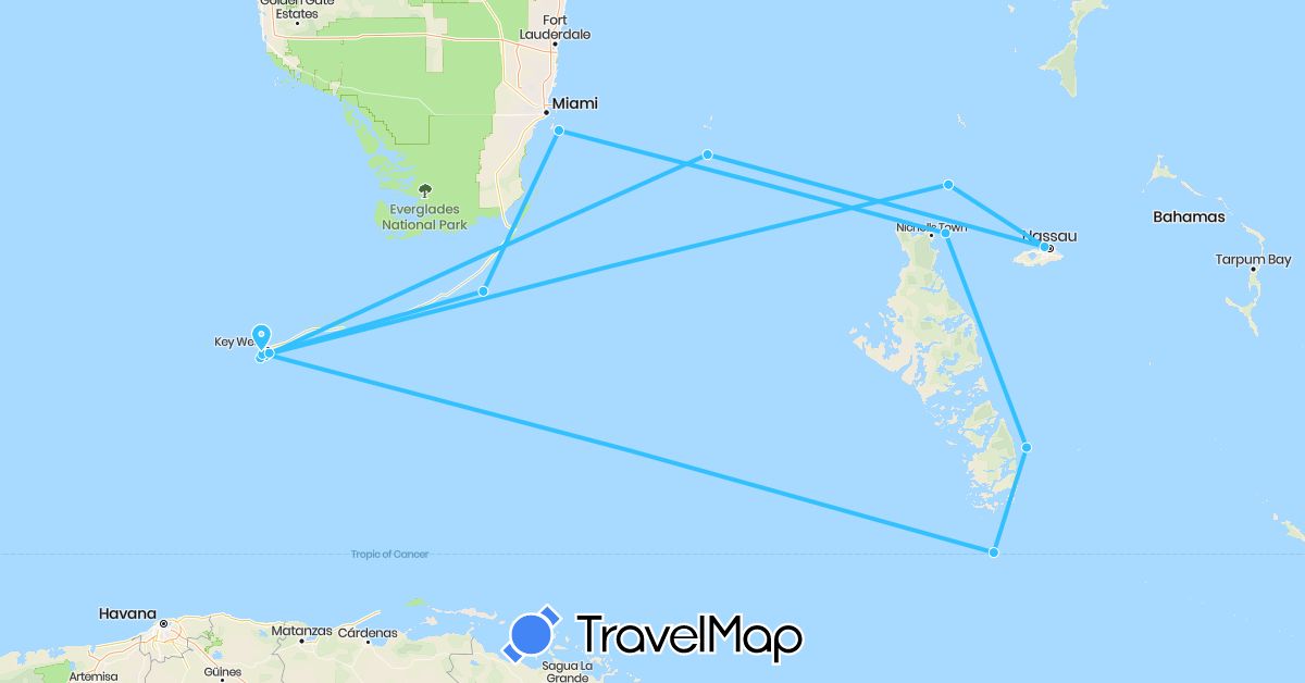 TravelMap itinerary: boat in Bahamas, United States (North America)