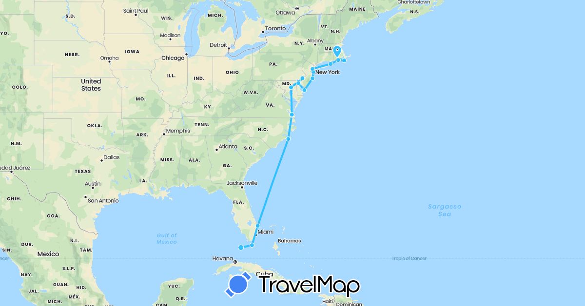 TravelMap itinerary: driving, boat in Afghanistan, United States (Asia, North America)